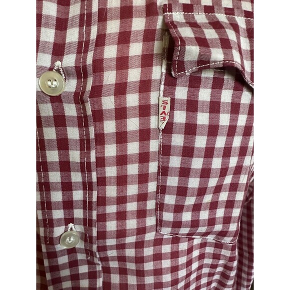 Levis Vintage Red Tab Button Shirt Size Medium M Upside Down Tag Gingham Plaid - Picture 8 of 16